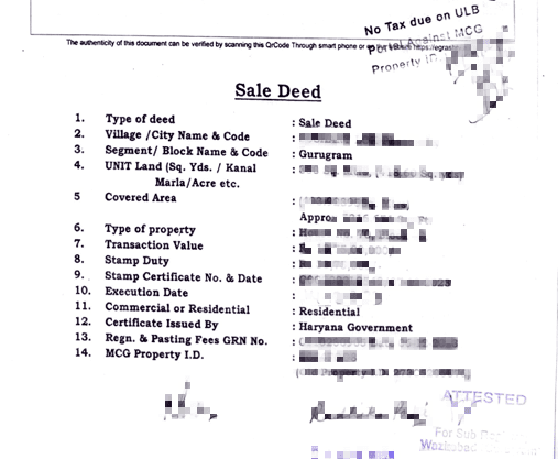 Haryana Certified Sale Deed