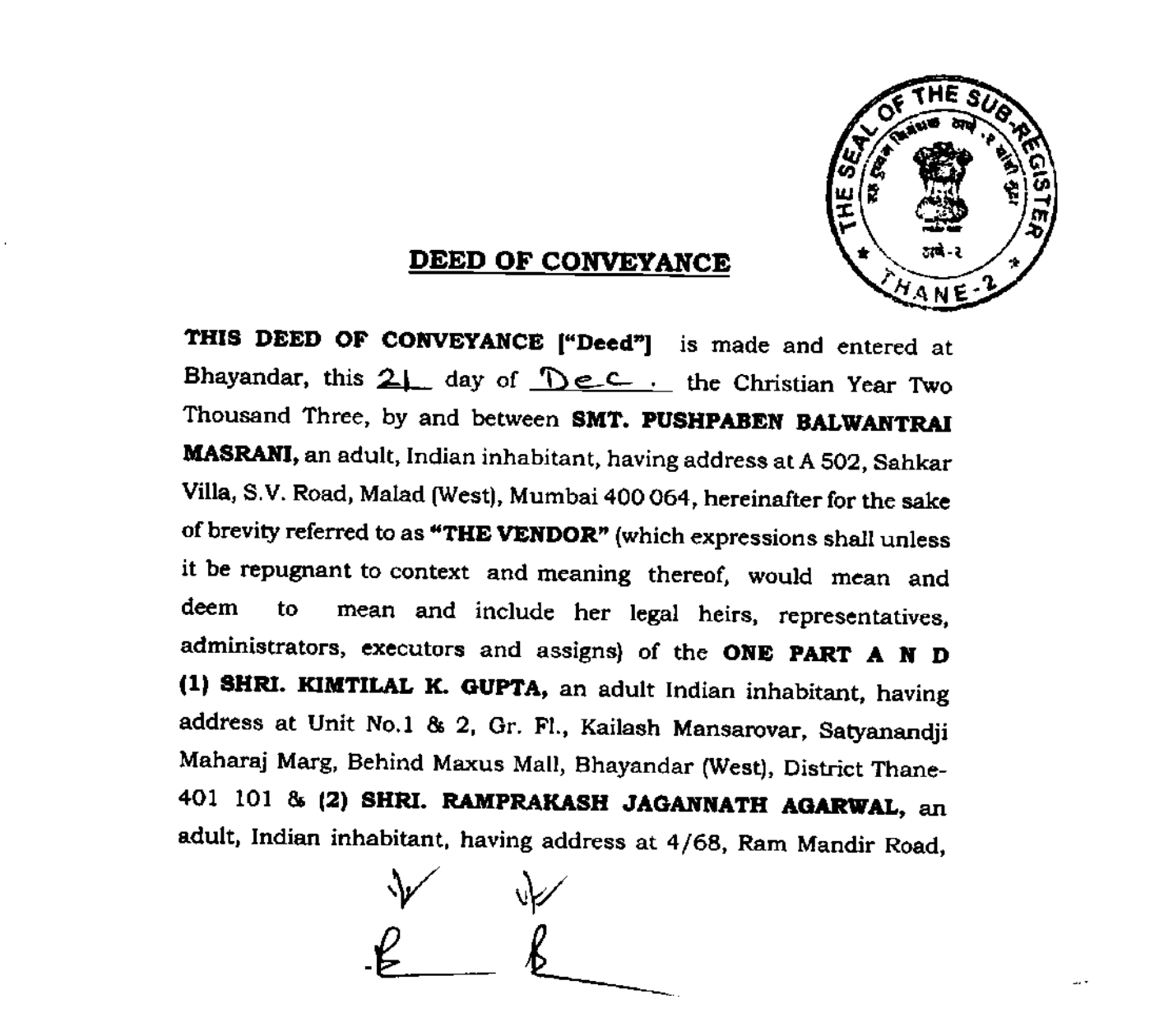 Maharashtra Deed Documents